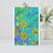 緑カラフル色の水仙の花 サンキューカード (スタンド正面)