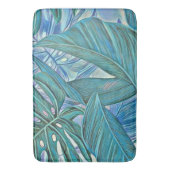 緑カラフル色葉の熱帯水色 バスマット (正面縦)