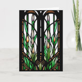 緑カラフル葦アールヌーボーステンドグラス サンキューカード (正面)
