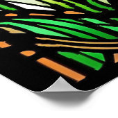 緑カラフル葦アールヌーボーステンドグラス ポスター (角)