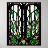 緑カラフル葦アールヌーボーステンドグラス ポスター (正面)
