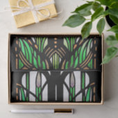 緑カラフル葦アールヌーボーステンドグラス 薄葉紙 (ギフト)