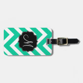 緑カリブのと白のシボストライプロン ラゲッジタグ (正面横)