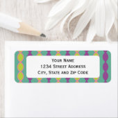 緑ガーリーと紫のレトロ70のパターン ラベル (インサイチュ)