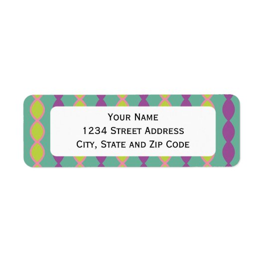 緑ガーリーと紫のレトロ70のパターン ラベル (正面)