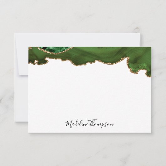 緑ガーリーのベルベットのゲートGeodeスクリプトタイポグラフィ2 ノートカード (正面)