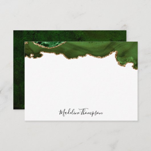 緑ガーリーのベルベットのゲートGeodeスクリプトタイポグラフィ2 ノートカード (正面/裏面)