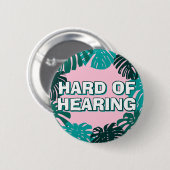 緑ガーリーピンク熱帯葉懸命 缶バッジ (正面&裏面)