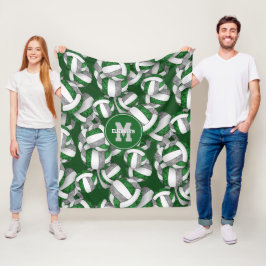 緑ガーリー灰色バレーボールチームの色 フリースブランケット