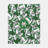 緑ガーリー灰色バレーボールチームの色 フリースブランケット (正面)