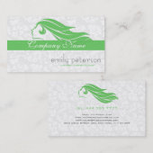 緑ガーリー白ダマスク美しい/美容学 名刺 (正面/裏面)