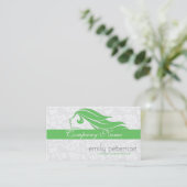 緑ガーリー白ダマスク美しい/美容学 名刺 (スタンド正面)