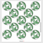 緑ガーリー白バレーボールカスタム選手の名前 シール (シート)