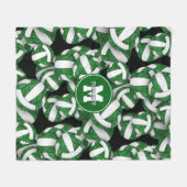 緑ガーリー白バレーボールチームの色 フリースブランケット