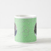 緑ガーリー輝フェイクく2枚の写真ハートアクセント コーヒーマグカップ (中央)