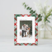 緑クラシックと赤の格子模様の写真 シーズンポストカード (スタンド正面)