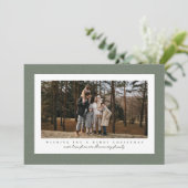 緑クラシックのヘリンボーンのフレーム写真クリスマス シーズンカード (スタンド正面)