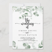 緑クラシックのユーカリの結婚葉 招待状 (正面)