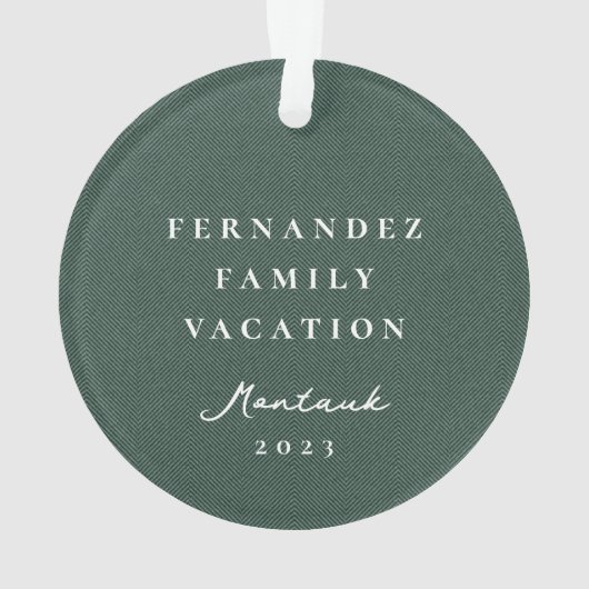 緑クラシックシンプルのツイードパーソナライズされた写真 オーナメント (裏面)