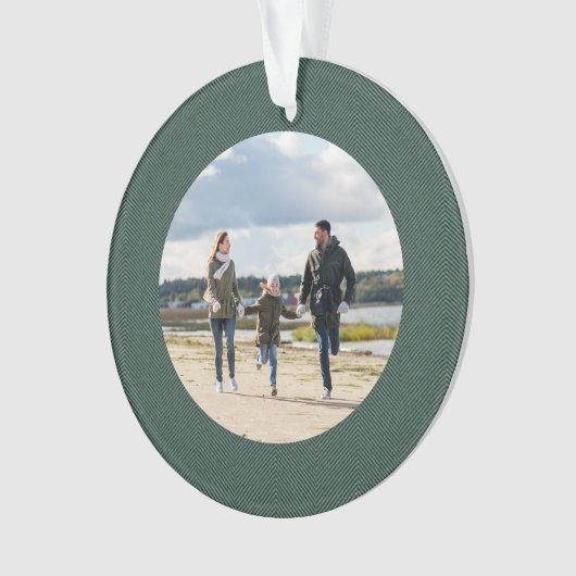 緑クラシックシンプルのツイードパーソナライズされた写真 オーナメント (正面)