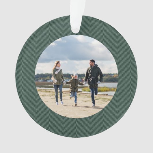緑クラシックシンプルのツイードパーソナライズされた写真 オーナメント (正面)