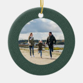 緑クラシックシンプルのツイードパーソナライズされた写真 セラミックオーナメント (正面)