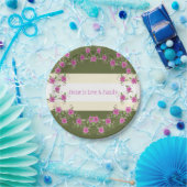 緑クリーム白とピンク ペーパープレート (パーティー)