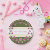 緑クリーム白とピンク ペーパープレート (パーティー)