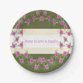 緑クリーム白とピンク ペーパープレート