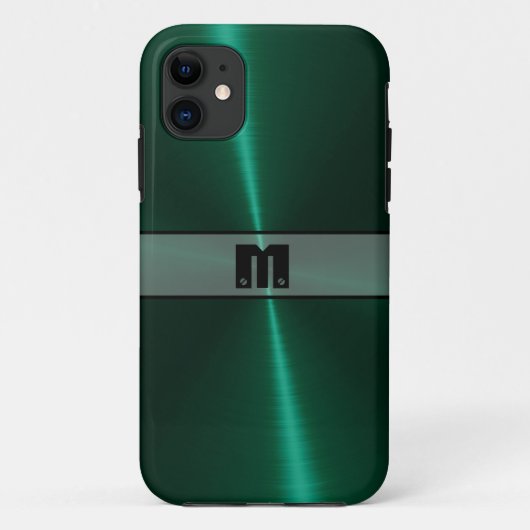 緑クール光沢ステンレス鋼メタル14 Case-Mate iPhoneケース (裏面)