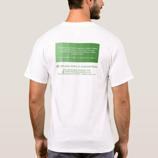 緑グラデーションと絵を描ローラ、画家とデコレータ Tシャツ (裏面)