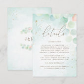 緑グラデーションのユーカリプトゥスモノグラ結婚ム詳細 エンクロージャーカード (正面/裏面)