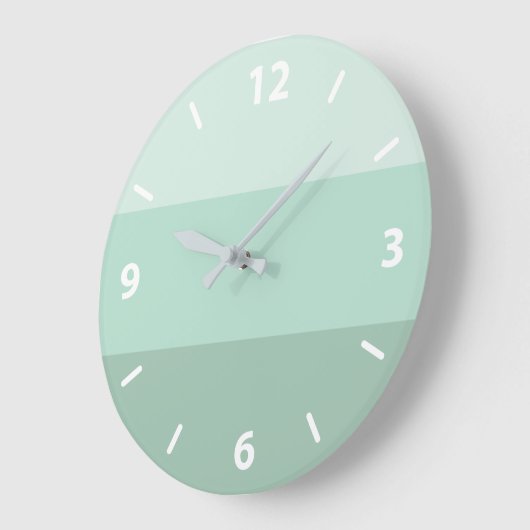 緑グラデーション大ストライプの時計 ラージ壁時計 (傾斜)