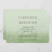 緑グラデーション水色誕生日 招待状 (正面/裏面)