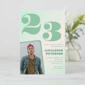 緑グラデーション23歳の誕生日招待状Boy Photo 招待状 (スタンド正面)