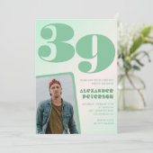 緑グラデーション39th誕生日招待状Boy Photo 招待状 (スタンド正面)