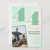緑グラデーション44th誕生日招待状Boy Photo 招待状 (正面)