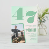 緑グラデーション47th誕生日招待状Boy Photo 招待状 (スタンド正面)
