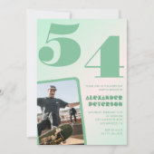 緑グラデーション54th誕生日招待状Boy Photo 招待状 (正面)