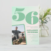緑グラデーション56th誕生日招待状Boy Photo 招待状 (スタンド正面)