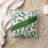 緑グレーガーリーのバレーボール模様と網アクセント クッション (ブランケット)