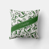 緑グレーガーリーのバレーボール模様と網アクセント クッション (裏面)