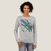 緑グレーパターン（の模様が）ある幾何学対角線MCM外観 トライブレンドＴシャツ (正面全体)