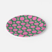 緑コンテンポラリーとピンクの幾何学円の形状 ペーパープレート (アングル)