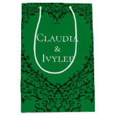 緑ゴシック様式ハートギフトのバッグ及び黒3 ミディアムペーパーバッグ (正面)