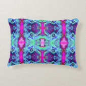 緑サイケデリックと青のハイビスカス模様 アクセントクッション (裏面)