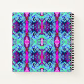 緑サイケデリックと青のハイビスカス模様 ノートブック (裏面)