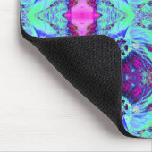 緑サイケデリックと青のハイビスカス模様 マウスパッド (コーナー)