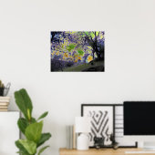 緑サイケデリックと黄色の空 ポスター (ホームオフィス)