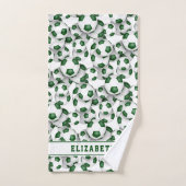 緑サッカーボール柄卒業アスリート バスタオルセット (ハンドタオル)